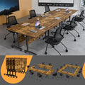 Folding Conference Table 4ft 5ft, Foldable Office Meeting Desk for 6 People, Multiple Sizes Colors Mobile Conference Room Table for Training Room School Business Furniture (2, Brown, 47in)