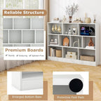 Tangkula 10-Cube Bookshelf, 55”L Floor Bookcase with 2 Anti-Tipping Kits, Freestanding Storage Organizer, 4-Tier Display Shelf for Home, Office & Dorms, Natural/White (White, 10-Cube-Large)
