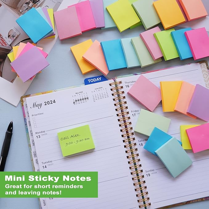 (54 Pads) Mini Sticky Notes 1.5x2 in, 10 Colors Bright Small Sticky Notes Pad Strong Adhesive Post, Self-Stick Pads Small, Clean Removal, Suitable for School, Home, Office