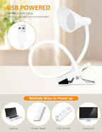LiFMIRA Desk Lamp Clip on Light USB Reading Light 3 Color Modes 10 Dimmable Brightness Eye Care Clamp Desk Lamp Flexible Gooseneck Book Light for Reading in Bed and Desk