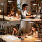 FAPEMIH LED Desk Lamp for Office Home, Adjustable Flexible Eye-Caring Desk Light with,5 Modes 10 Brightness Adjustment, USB Adapter Desk Lamp with Clamp-LK-B