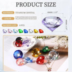 PATIKIL 8 Pcs Diamond Crystal Paperweight, 40mm / 1.57 Inch Crystal Paperweight Paper Weight for Home Office Desktop Table Decor Wedding Party Jewelry Ornaments, Multicolor