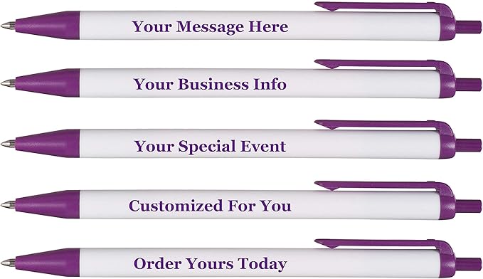 RevMark Personalized Ballpoint Pen, Custom Printed Name, Business or Event Information, Timeless Advertising, USA Made Pens, Promotional Marketing, Smooth Black Ink, Bulk Pack (Purple,1000 Ct)