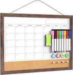 Calendar Whiteboard for Wall, 17x13 Inches White Board Calendar Dry Erase, Small Magnetic White Board with Wood Frame, Hanging Dry Erase Board for Kitchen Home Office School Planner