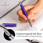 Ellington Pens Luxury Fountain Pen Set - Extra Fine Nib - Includes 3 Ink Cartridges, Refillable Ink Converter, Gift Box - Fountain Pens For Writing, Calligraphy, Journaling, Sketching (Purple Haze)