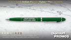 DISCOUNT PROMOS Custom Twist Action Plastic Stylus Pens, Set of 50, Personalized Bulk Pack - Pens for Work, Cool Pens for Writing, Black Ink - Green
