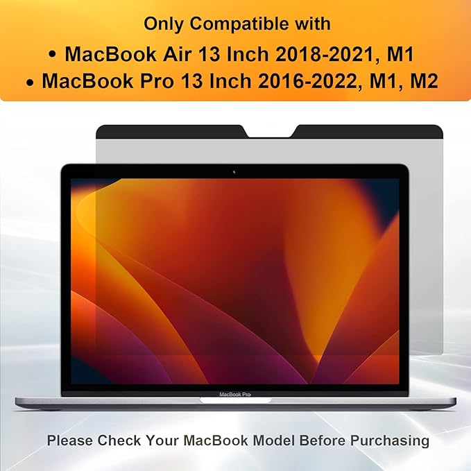 Mamol Magnetic Privacy Screen MacBook Air 13 Inch(2018-2021, M1), Removable Anti Blue Light Glare Filter Screen Protector with Camera Cover for Mac air 13''