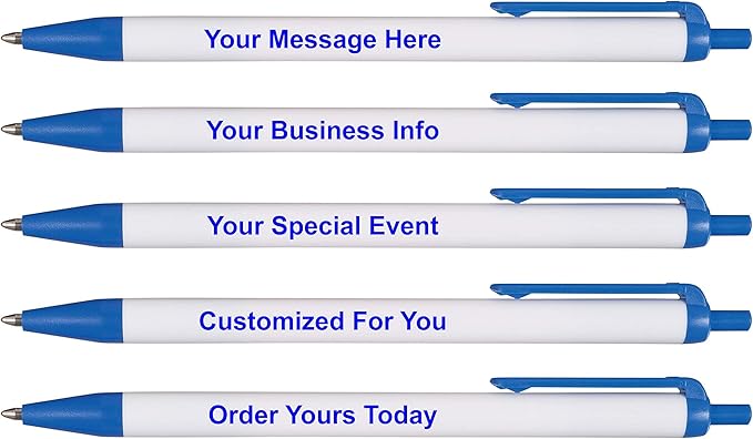 RevMark Personalized Ballpoint Pen, Custom Printed Name, Business or Event Information, Timeless Advertising, USA Made Pens, Promotional Marketing, Smooth Black Ink, Bulk Pack (Blue,250 Ct.)
