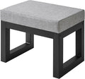 IBUYKE 16 Inch Small Foot Stool Ottoman, Rectangle Linen Foot Rest with Padded Seat and Metal Legs, Modern Ottoman Foot Rest for Living Room Bedroom Entryway Couch, Grey-Blue WBD001L