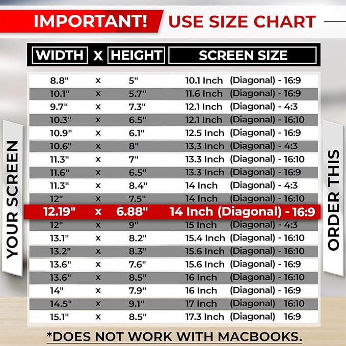 SightPro 14 Inch 16:9 Laptop Privacy Screen Filter - Privacy Shield and Anti-Glare Protector