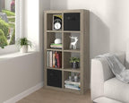 furtble Bookshelf with Storage Bins, 8-Cube Storage Organizer, Modern Wood Open Bookcase, Multifunctional Display Shelf for Living Room, Bedroom, Home Office, Gray Oak