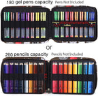 qianshan Pencil Case Holder Slot - Holds 260 Colored Pencils or 180 Gel Pens with Zipper Closure