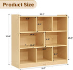 Bateso Toy Storage Organizer for Kids Room, Wooden Kids Bookshelf for Classroom, Cube Storage Organizer for Playroom, 8-Section Montessori Bookshelf & Toy Shelf for Nursery
