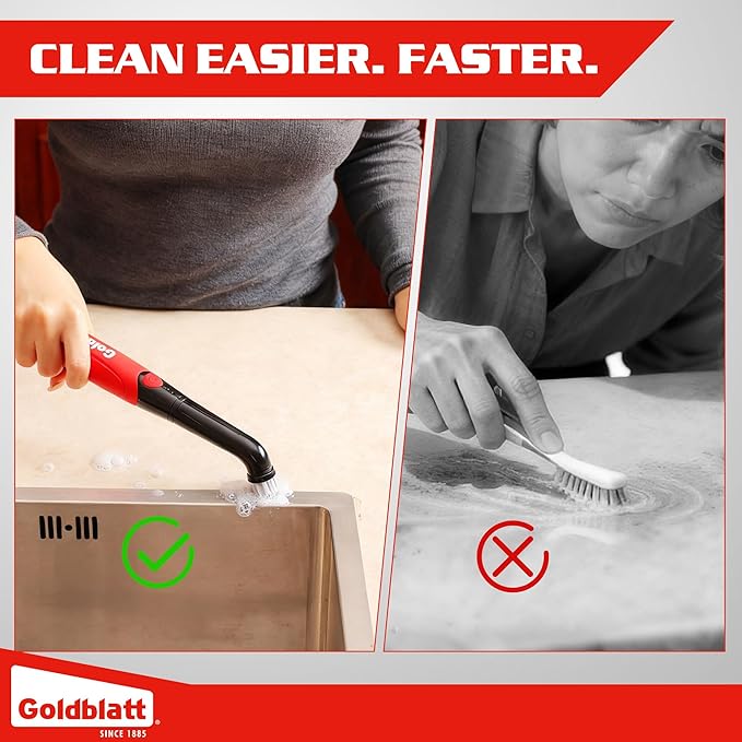 Goldblatt Cordless Electric Spin Scrubber 18-Piece Kit, Power Scrubber with Battery Indicator Light, Waterproof Electric Cleaning Brush for Grout, Tile, Bathroom, Kitchen Cleaning