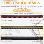 Macarrie 10 Pcs Architectural Scale Triangular Ruler 12" Architect Engineers Scale Ruler Set Aluminum Metal Ruler with Imperial Measurements for Architect Student Draftsman Engineer (3 Colors)