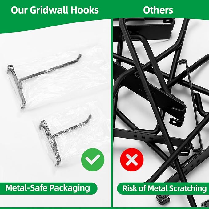 PYBTOOL 12 Inch Gridwall Hooks, Grid Panel Hanging Hooks for Retail, Home, and Workspace Organization, Displays, and Storage Solutions(40Pack,Black)