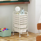 RELAX4LIFE 6-Drawer Rolling Storage Cart - Classroom Organization on Wheels w/Removable Plastic Drawers, Mobile Art Craft Cart for School Paper Home Office, Utility Cart with Drawers (White)