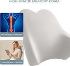 Skechers Air-Cooled & Memory Foam Lumbar Pillow,Lumbar Support Pillow for Office,Chair Lower Back Pain Relief Lumbar Pillow,Ergonomic Design Back Support Pillow for Office Chair,Car,Home,Travel,Beige