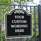 Custom Decorative Sign, Personalized Metal Sign for Business, Driveway, Home, Airbnb, Office Door Plaque, Black Background Sign, 24x24 Inches, ACM, Fade Resistant, Made in USA by Sigo Signs