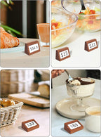 6 Pack Mini Wood Price Tag Label Holder Tabletop Stand or Recline Small Sign Holder for Retail Store Boutique Name Card Restaurant Food Labeling (1.57X0.79 in)