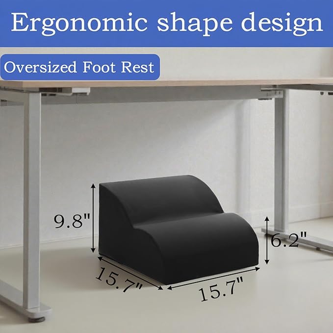 OpyTikar Foot Rest for Under Desk at Work.Multifunctional 3-Tier Foot Stool,With waterproof leather Footrest.For Under Desk,Office Chair Gaming Chair & Sofa,Leg Elevation Pillow,supports Posture-Black