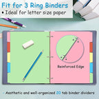 Binder Dividers for 3 Ring Binder, 1/5 Cut Tabs, Letter Size, Blank Write On Page Dividers with 5 Big Tabs for School Office Home, 4 Sets, 20 Dividers, Colorful