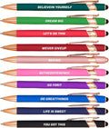 CRME 10 Colore Inspirational Pens Set Laser Engraving Every Pen has Different Quotes 2 IN 1 Stylus Pen Design no Need to Charge Smooth Writing Positive Affirmation Gifts for People Around You