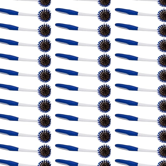 LOLA Pro Pot N' Pan Brush, 36 Pack, Abrasive Cleaning, Poly & Brass Wire Bristles, Comfort Rubber Grip, Use for Caked-On & Baked-On Messes