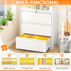 INTERGREAT 3-Drawer White Lateral File Cabinet, Locking Metal Lateral Filing Cabinets with Lock, 28" W Horizontal Storage Cabinet with Adjustable Shelves for Home & Office