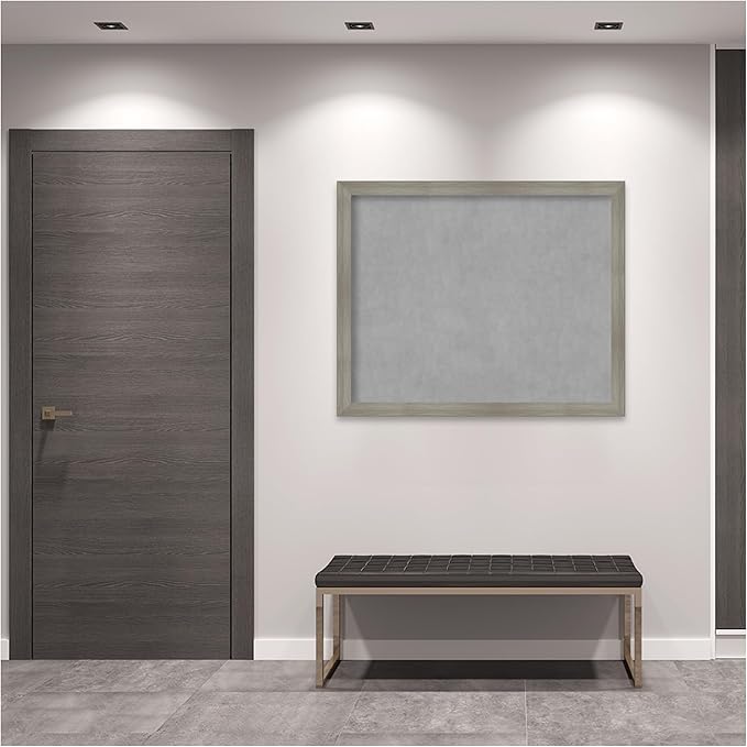 Amanti Art Grey Framed Magnetic Board 36x44 X-Large Vision Board for use with Magnets, 100% Metal Sheet to Display Items as Office Decor or for Home Organization in mudroom, Kitchen or Kids Room
