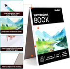 Watercolor Paper Pad, 9"x12" Water Color Paper, 140lb/300gsm Artist Painting Drawing Paper Book, Art Supplies for Adults Kids, Watercolors, Watercolor Paint Set, Sketchbook, Journal, Black