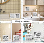 CQM 2 PCs Funny Bathroom Decor, Humorous Bathroom Decorative Sign, Rustic Farmhouse Style, White Wooden Box Sign, 5.1 x 5.1 inches, Wood Material