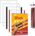 JR-MOV Magnetic Sign Holder 8.5 x 11 - Rigid Plastic Wall Sign Holder Reusable Adhesive Frames, Magnetic Frame for Refrigerator Door Window, Clear Rigid Print Protectors for Paper Picture, 5 Pack