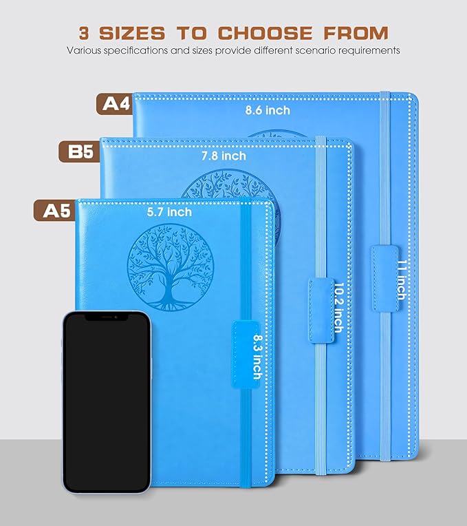 Biuwory Lined Journal Notebook for Women Men,256 Pages A4 Large Hardcover Leather Journals for Writing,Travel,Business,Work,School,College Ruled Notebooks for Note Taking, Diary Notepad 8.6"×11"