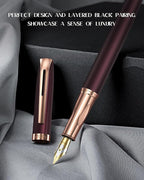 BOCIYER samurai Fountain Pen Set,Hand Polished Medium Nib,Calligraphy Nib(Bent Nib),Includes 8 Ink Cartridges,Ink Refill Converter*2 And Gift Box,Best Pen Gift Set for Men & Women(Dark red)