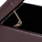 Asense 17 Inch Storage Ottoman Foot Rest,Square Faux Leather Foot Stool,Small Ottoman with Storage,Padded Seat for Entryway,Living Room,Bedroom,Couch,Under Desk,Brown