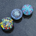 Yao Yuan Handcrafted Glass Paperweight - Beautiful Flower Figurine, Unique Desk Accessory for Home or Office (White millefiori, 3 in)