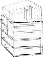 ZHIAI Stackable Storage Drawers, Acrylic Bathroom Counter Organizer Clear Makeup Organizers for Vanity, Kitchen Cabinets, Bathroom, Undersink, Home Organization and Storage (2Top 3 Drawers,)