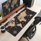 World Map Desk Mat Historical World Map Desk Pad Extra Large Computer Mouse Pad XL Black Topographic Mousepad Keyboard Pad for Desk Gaming Computer Laptop Office Non-Slip Desk Pad 31.5x11.8 in