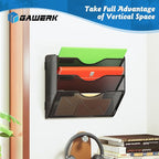 Gawerk 3 Tier Hanging Wall File Organizer, Mesh Mail Paper Orgnization Hanging File Folder Holder for Home Office, Black