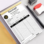 Custom Invoice Book in 3-Part /2-Part Receipt Book with Carbon Copies Personalized Carbonless Service Invoice Form Books Sales Order Book with Company Name Logo Address,D-Receipt Book