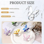 PATIKIL Butterfly Crystal Paperweight, 75mm / 3 Inch Crystal Paperweight Paper Weight for Home Office Desktop Table Decor Wedding Party Jewelry Ornaments, White