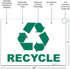 Brimar - 10 x 7" - Recycle Sign - 3.5 Mil InfiniStick™ Vinyl Label - Clear Message - Easy Installation