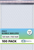 White Poly Bubble Mailers 8.5x14.5 inch #3 | Self Seal Padded Envelopes | Cushioned Bubble Mailer | Usable Size 8.5x13.5 | WaterProof | Lightweight mailing Shipping Bags | 100 Pack Bulk | Made in USA