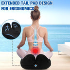 DailyCuddles Seat Cushion, Chair Cushions for Office Chairs/Desk Seats/Wheelchair - Hip&Sciatica&Tailbone Pain Relief Memory Foam Office Chair Cushion for Long Sitting Office Workers, Black