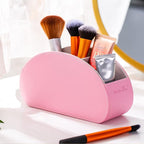 BONNY DODO Remote Control Holders Organizer Box with 5 Compartment PU Leather Multi-functional Office Desk Storage Caddy Store Tv Remote for Media Player,Brush,Pencil,Glassees&Office Supplies (Pink)