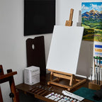 MEEDEN Large Wooden Tabletop H-Frame Easel, 38'' High, Solid Beech Wood Table Easel for Painting Canvas 25'' Max, Studio Desktop Art Easel Stand for Painting & Displaying,for Artists & Beginners