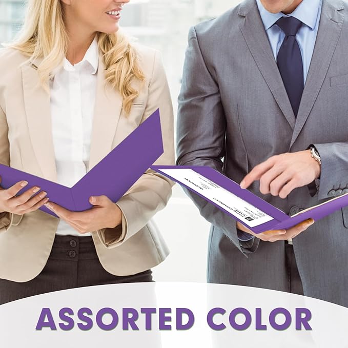 Two Pocket Folders, PANDRI 30 Pack 2 Pocket Folders, Letter Size Paper File Folder for School Office Home Business, Purple
