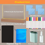 FRELWIM 13 x 9 Inch LED Drawing Writing Lumi Board with Colors, Clear Acrylic Light Up Desk Table Dry Erase Message Memo Note Board with Stand (Colorful, Large)
