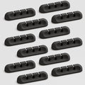 Apromisith USB Cable Organizer Clips Cord Holder,12 Packs (3-Slots) Black Self Adhesive Desk Cord Cable Management